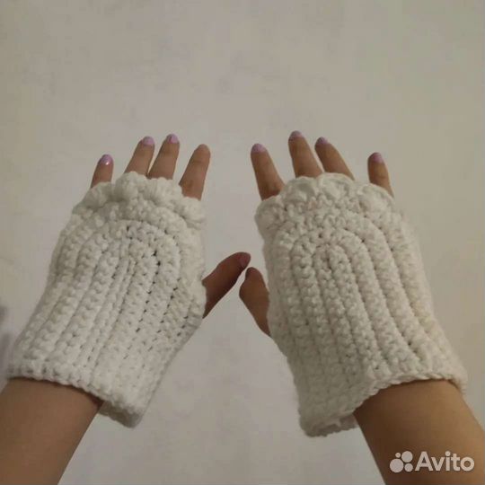 Перчатки митенки с кошачьими лапах