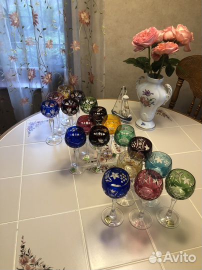 Бокалы цветной хрусталь гдр