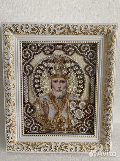 Икона Николай Чудотворец бисером