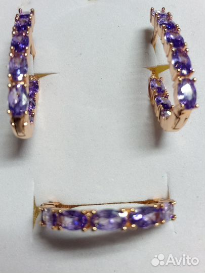 Золотой Комплект с Аметистом