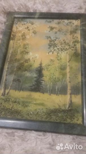 Картина из каменной крошки. Летний пейзаж. Березы