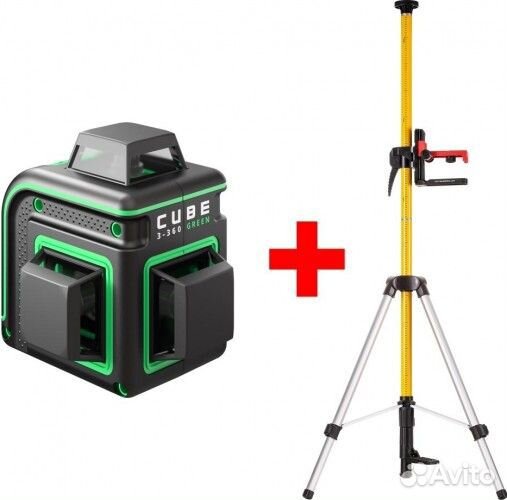 Лазерный уровень ADA cube 3-360 green basic edition + ADA silver plus + Дальномер ADA Cosmo 50 А0072