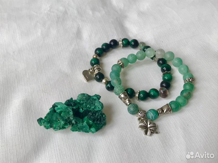 Два Браслета из натуральных камней - оберег амулет