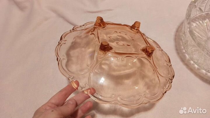 Винтаж блюдо из цветного стекла