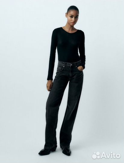 Джинсы женские Zara (оригинал) wide-leg mid-rise