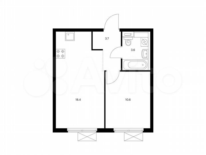 1-к. квартира, 36,3 м², 9/9 эт.