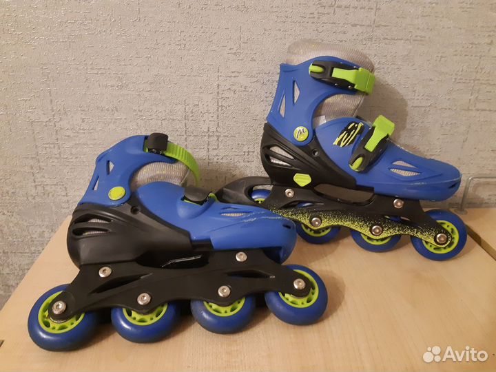 Ролики детские раздвижные, р.30-33 + шлем, защита