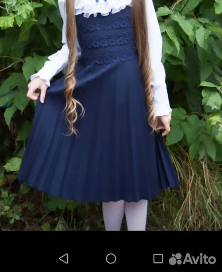 Школьный сарафан синий 134 140