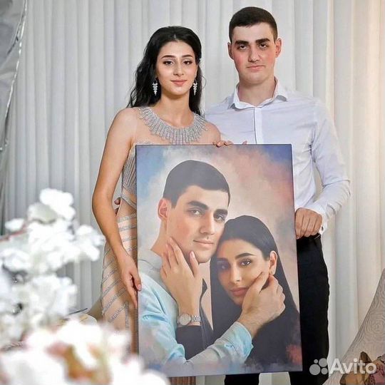 Портрет по фото на холсте