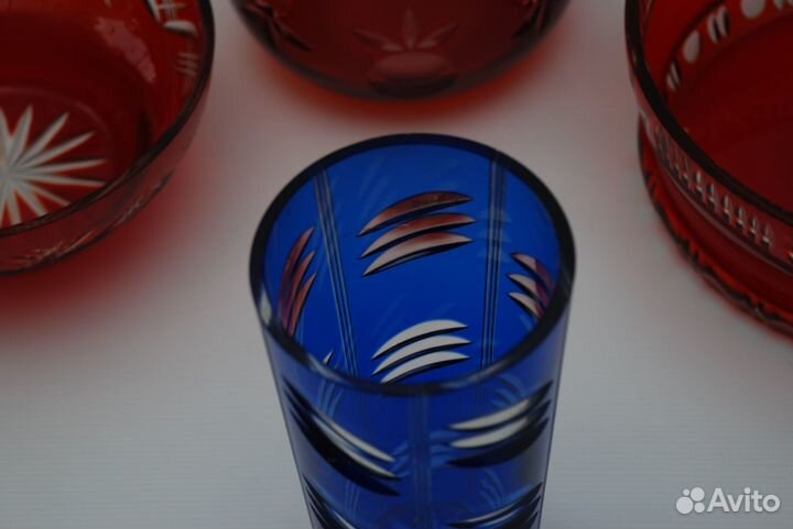 Вазы.Цветное стекло.СССР Винтаж