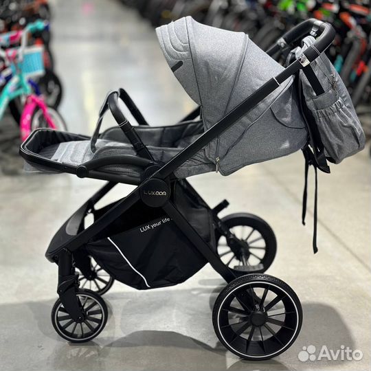 Коляска 3в1 Новая Luxmom 760 (Grey Black)