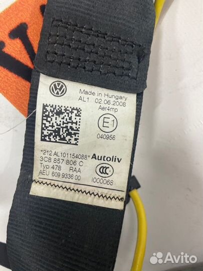 Ремень безопасности задний правый Vw Passat CC 3.6