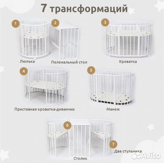 Детская кроватка трансформер SoftSpace 7в1