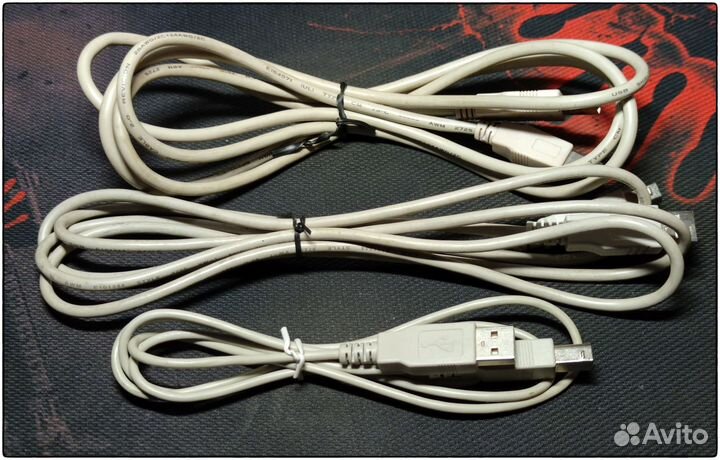 Кабель USB-A на USB-B, mini USB, micro USB, RJ-45