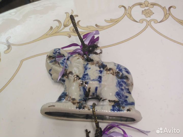 7 керамических слоников на счастье.110см