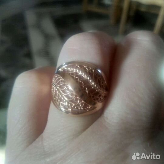 Серебряное кольцо позолоченное