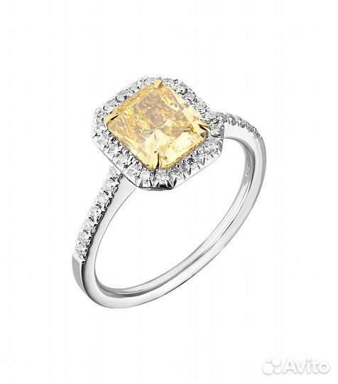 Кольцо GIA 2,09 ct Radiant Cut Fancy Yellow/VVS1