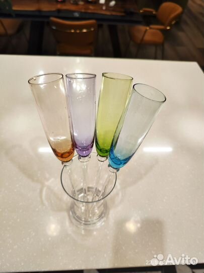 Бокалы винтажные Франция цветное стекло