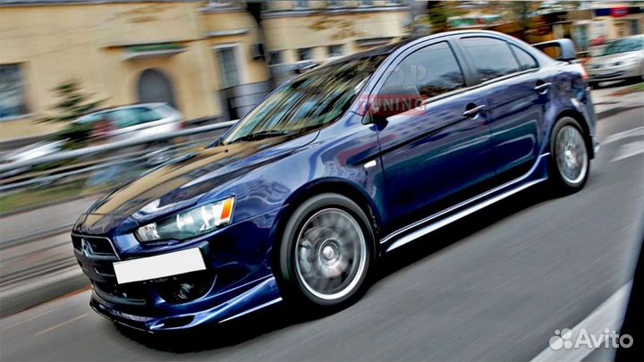 Юбка на передний бампер lancer 10