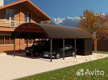 Навес с хозблоком