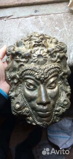 Лицо Будды бронзовая настенная