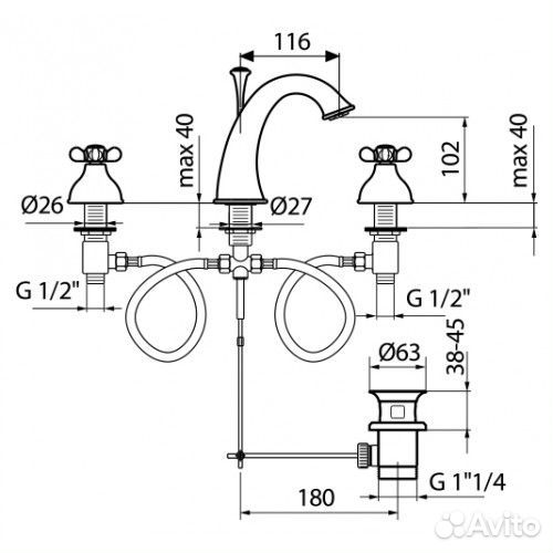 Смеситель для раковины Webert Ottocento OT 750101.015