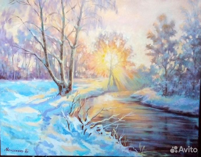 Картина маслом на холсте пейзаж, 50х40