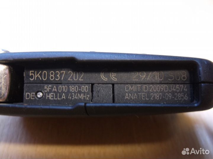 5K0 837 202 выкидной ключ VW 3 кнопки hella 434MHz