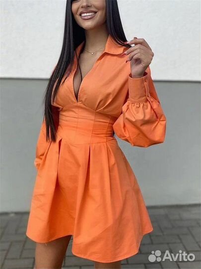 Платье корсет оранжевое S