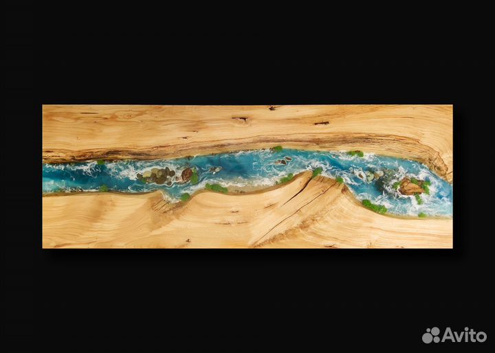 Стол из слэба вяза и эпоксидной смолы