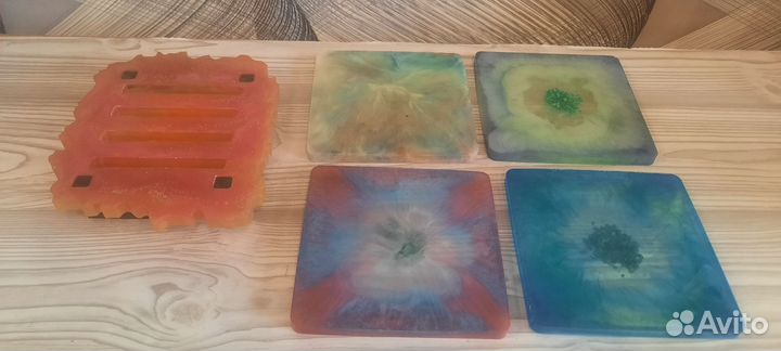 Подстаканники с подставкой из эпоксидной смолы