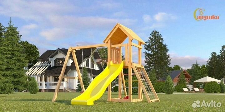 Игровая площадка для дачи с горкой и качелями