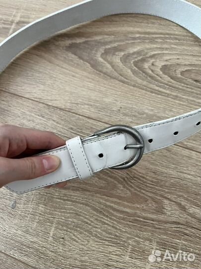 Ремень женский натуральная кожа белый
