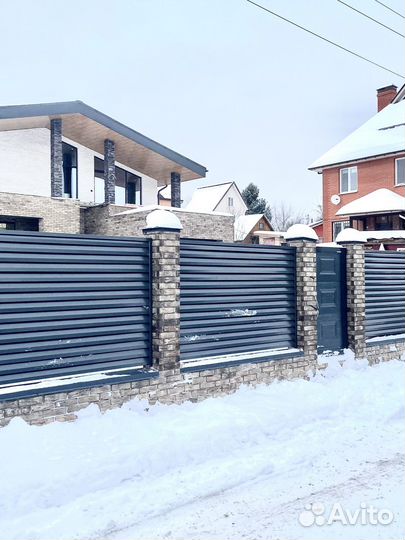 Забор, Откатные ворота, Навес