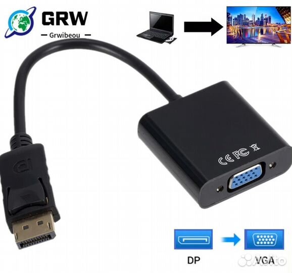 Переходник DP-порт дисплея на VGA новый