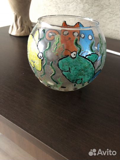 Ваза маленькая круглая из стекла