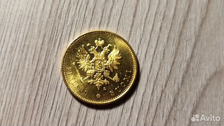 Золотая монета 20 марок 1904 L Русско-Финская UNC