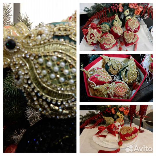 Роскошные елочные украшения ручной работы
