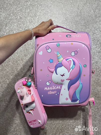 Новый Школьный ортопедический рюкзак с единорогом