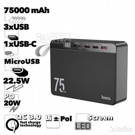 Внешний акб hoco J94 Overlord 75000mAh