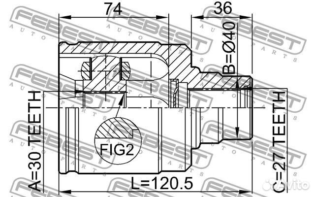 0311hrvlh Шрус внутренний 30x40x27
