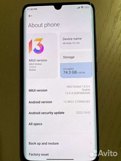 Xiaomi mi note 10 lite 128GB