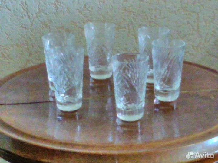 Хрустальные рюмки, набор 6 шт, СССР