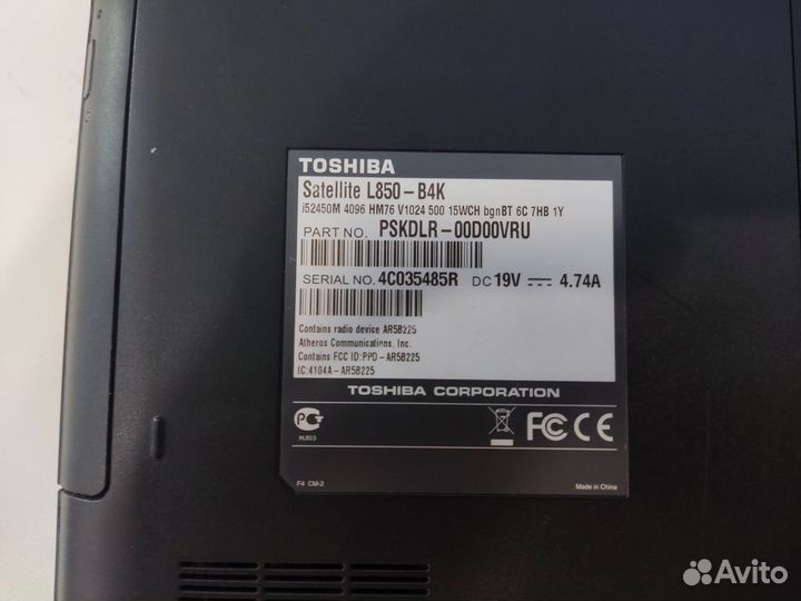 Toshiba L850 i5-2450M 2.5Ghz/6Gb/500HDD