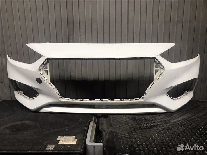 Передний бампер Хендай Солярис 2 2017-2020 белый