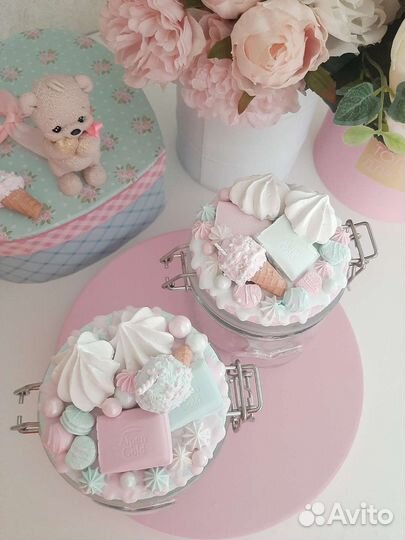 Банки стеклянные с декором из полимерной глины