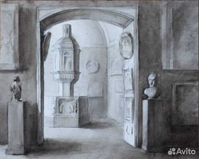 Интерьеры акварелью 40х50 без рамы