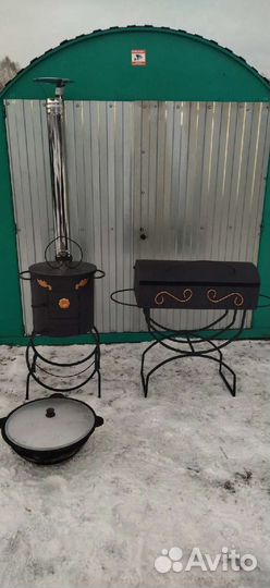 Мангал с печью под казан
