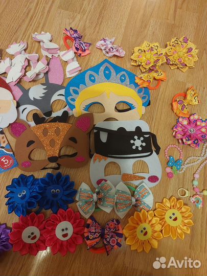 Пакет бантиков для девочек, маски 5 шт, бусы