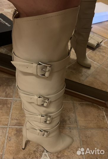 Сапоги демисезонные бежевые, белые